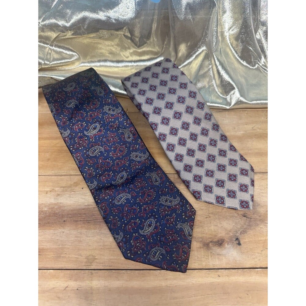 2 JG HOOK  Ties Paisley And Medallion Classic Mens Made USA Necktie